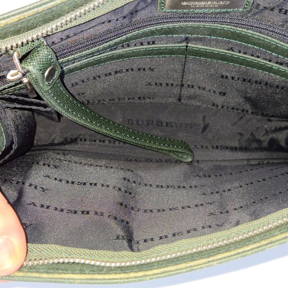 Burberry Vintage Leather Clutch Green Zip Top 10x7 Heritage Luxury - Picture 10 of 10